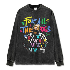 Hip Hop Tide Drake DRAKE Printed Short Sleeve T-Shirt Washed Old Long Sleeve Loose Hooded Sweater Men