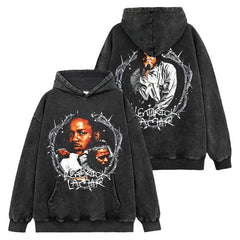 K.DotKENDRICK LAMAR printed short-sleeved t-shirt washed long-sleeved loose hooded sweater