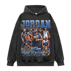 Vintage McLaughlin Printed Short Sleeve T-Shirt Old Washed Long Sleeve Crew Neck Hooded Sweater Men