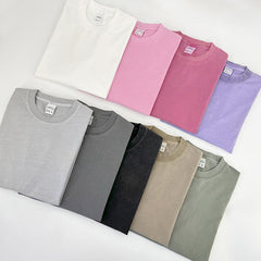 Heavy 260G pure cotton washed solid color short-sleeved t-shirt oversize retro loose casual