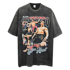 Vintage Eddie Guerrero Printed Short Sleeve T-Shirt Washed Blockbuster T