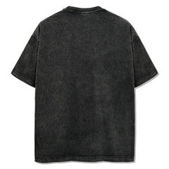 Vintage BluebandzE Printed T-Shirt Vintage Washed Loose Heavy Cotton Crew Neck Short Sleeve