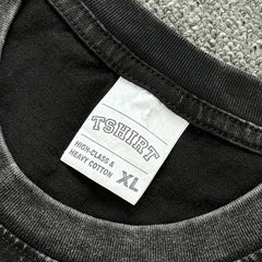 Vintage Hip Hop Takeoff Printed Short Sleeve T-Shirt Washed Old Loose Heavy Cotton Small Neckline