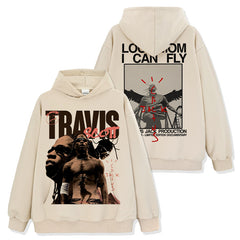 Vintage hip-hop Travis Scott print short-sleeved t-shirt long-sleeved crewneck heavyweight hoodie
