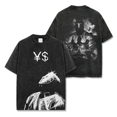 Hip Hop Kanye Kanye West Printed Short Sleeve T-Shirt Heavy Long Sleeve Crew Neck Hooded Sweater Men