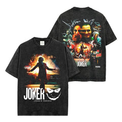 Vintage Joker Printed Short Sleeve T-Shirt Vintage Loose Heavy Crew Neck Hooded Sweater