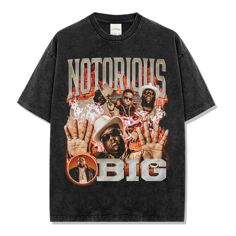 Hip Hop Big Sean Big Sean Printed Short Sleeve T-Shirt Washed Long Sleeve Loose Hooded Sweater Men