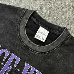 Vintage JUICE WRLD Printed Short Sleeve T-Shirt Washed Vintage Heavy Cotton Small Neckline T