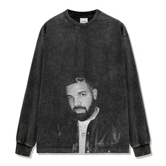 Vintage Loose Casual Direct Injection Printing DRAKE Drake Short Sleeve High Street Heavy Cotton T-Shirt