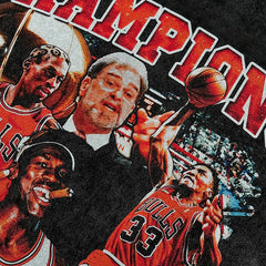 Simple Phil Jackson Zen Printed T-Shirt Vintage Wash Loose Casual Short Sleeve