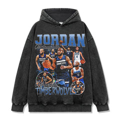 Vintage McLaughlin Printed Short Sleeve T-Shirt Old Washed Long Sleeve Crew Neck Hooded Sweater Men