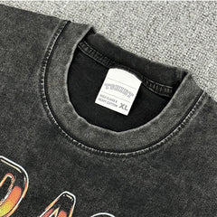 Vintage Fred Again Printed Short Sleeve T-Shirt Vintage Washed Loose Heavy Cotton Crew Neck