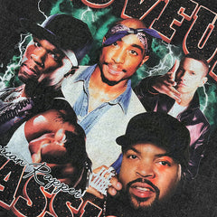 High Street vintage2 PAC TUPAC Hip Hop Character Short Sleeve T-Shirt Vintage Wash Tide