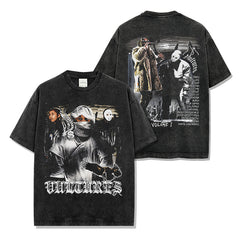 Vintage Kanye Kanye Double-Sided Printed Short Sleeve T-Shirt High Street Washed Long Sleeve Heavy Hooded Sweater