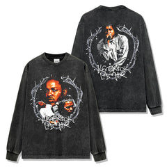 K.DotKENDRICK LAMAR printed short-sleeved t-shirt washed long-sleeved loose hooded sweater