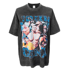 Vintage John Cena Printed Short Sleeve T-Shirt Vintage Washed Blockbuster T