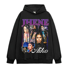 Jhen¨¦ Aiko Printed Short Sleeve T-Shirt Washed Old Long Sleeve Loose Casual Hooded Sweater Men