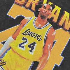 Retro kobe trend printed short-sleeved T-shirt washed and old round neck heavy cotton small neckline trendy t