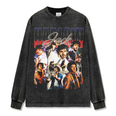 Jack Harlow Print Short Sleeve T-Shirt Washed Long Sleeve Loose Hooded Sweater