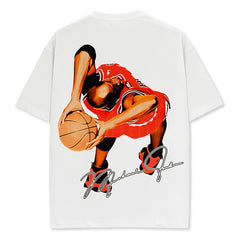 Vintage MJ Air Trapeze Double-sided Printed Short Sleeve T-Shirt Washed Crew Neck Heavy Cotton Small Neckline T