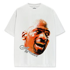 Vintage MJ Air Trapeze Double-sided Printed Short Sleeve T-Shirt Washed Crew Neck Heavy Cotton Small Neckline T