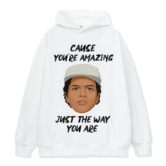 Vintage Hip Hop Bruno Mars Bro Print Short Sleeve T-Shirt Crew Neck Long Sleeve Loose Hooded Sweater