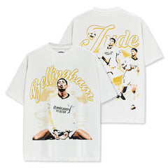 Vintage footbal Bellingham l Jude Bellingham Double Sided Print T-Shirt Washed Crew Neck T