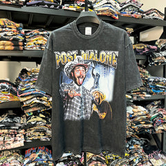 Post Malone Potts l Printed T-Shirt Vintage Washed Loose Heavyweight Crew Neck Short Sleeves