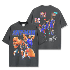 Vintage Anthony Edwards Printed Short Sleeve T-Shirt Crew Neck Hooded Sweater Men