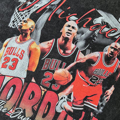 Vintage MJ Air Trapeze Printed Short Sleeve T-Shirt High Street Washed Old Heavy Cotton Small Neckline T