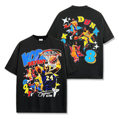Retro star KOBE printed short-sleeved T-shirt washed and old heavy long-sleeved crew neck NBA hooded sweater men