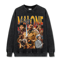 Ma Long Post Malone Printed Short Sleeve T-Shirt Washed Long Sleeve Loose Heavy Hooded Sweater Men